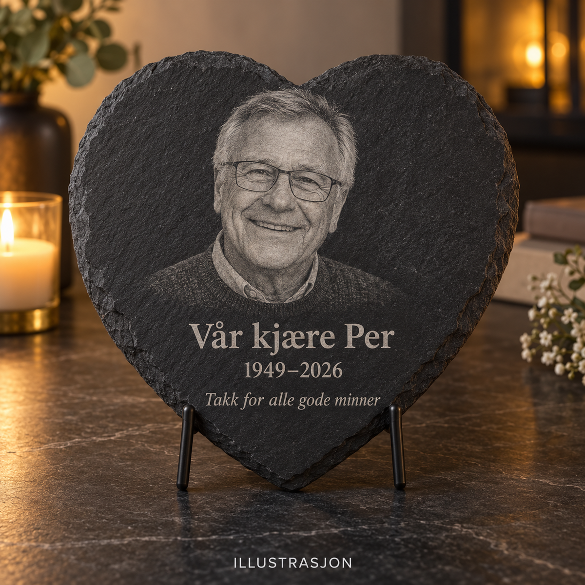 Inspirasjon 14: personlig gravert skiferprodukt med bilde og tekst